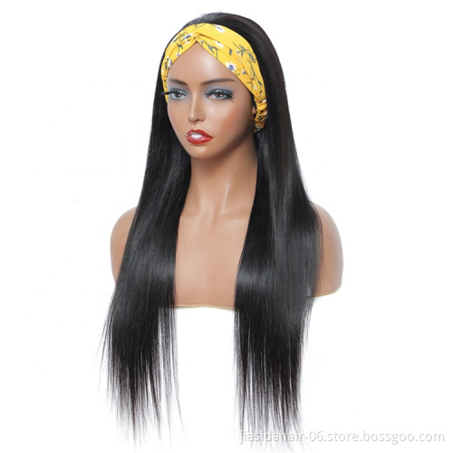 Adjustable Half Wig Glueless Fast Shipping High Quality Brazilian Virgin Hair Headband Wig Natural Human Hair Non Lace